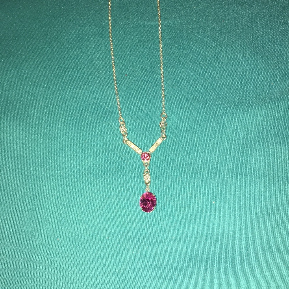 Pink gemstone necklace. Sterling silver